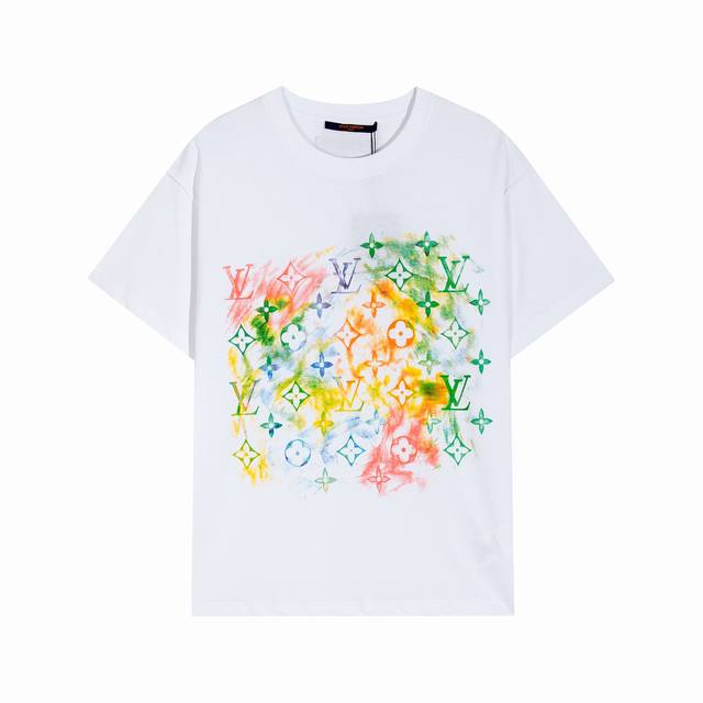 High-quality crayon series logo round neck T-shirt, reverse sleeve design, usin