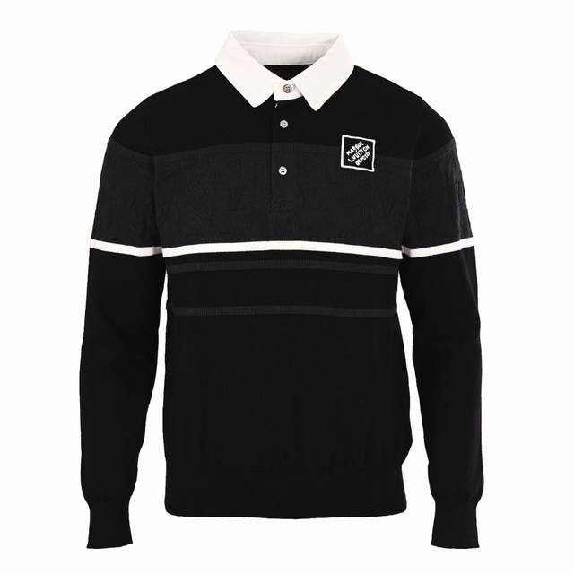 Louis Vuitton Lv dark pattern splicing jacquard long-sleeved polo shirt sweatshi
