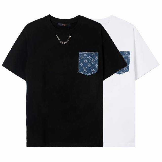 High-end quality, exclusive customization, Lv denim patch chain letter logo roun