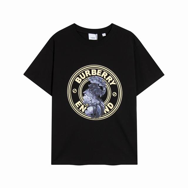 High-quality, custom-made Burberry gladiator logo crewneck short-sleeve top. Mad