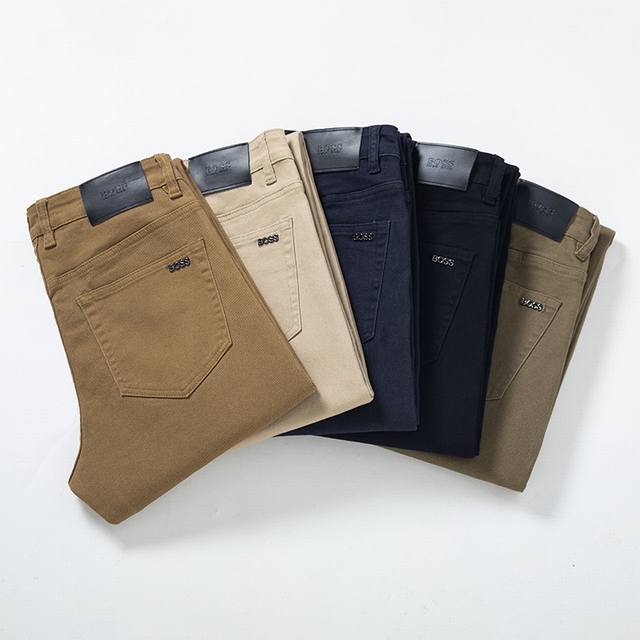 New Boss men's casual business jeans for fall and winter. Loose straight-leg fo