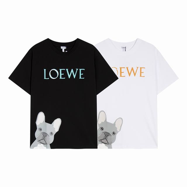 High-quality, custom-made, Loewe cartoon logo crewneck short-sleeve top. Made f