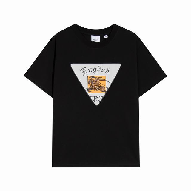 High-quality, custom-made, crew-neck short-sleeve Burberry warhorse logo. Made