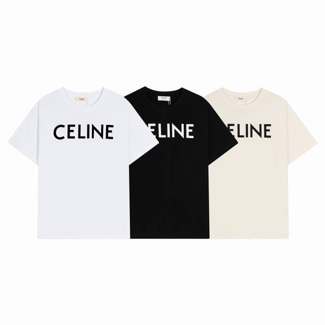 High-end quality, exclusive customization, Celine logo round neck T-shirt, using