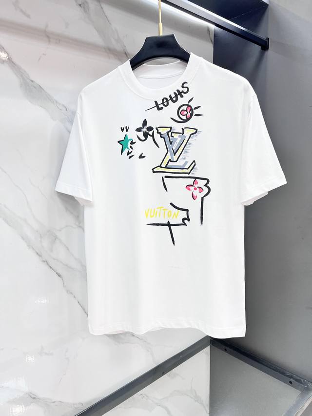 Lv 2025Ss Spring/Summer new round-neck short-sleeved T-shirt with a striking log