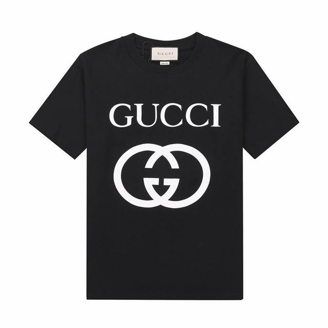High-end quality, exclusive custom Gucci double G logo short-sleeved round neck