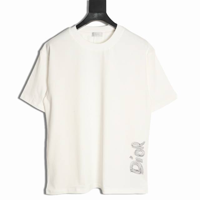 Dior 25Ss short-sleeved T-shirt with lettering on the hem. Made from custom 240g