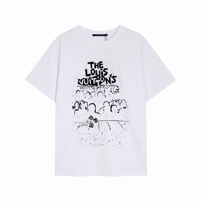 High-quality, exclusive custom-made, crew-neck short-sleeve shirt with LV conce