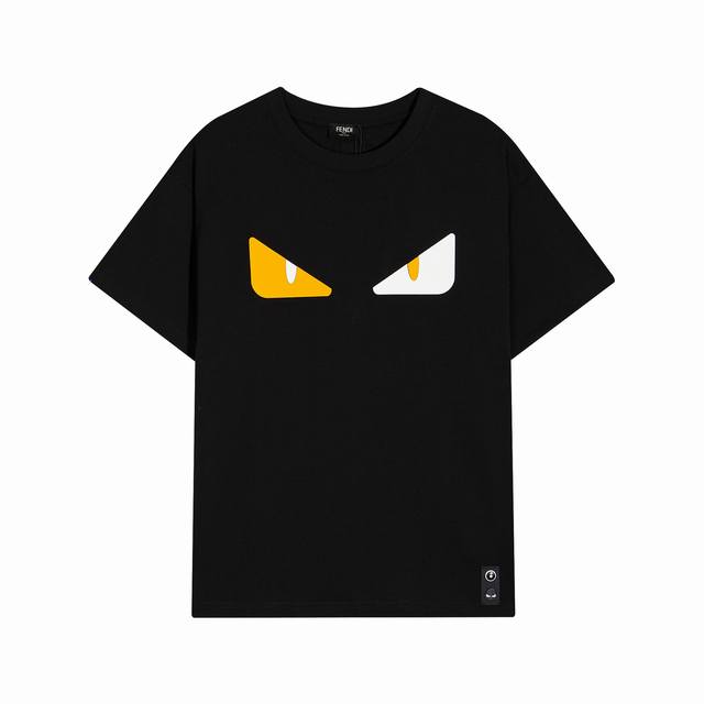 High-quality, custom-made Fendi monster eye round-neck T-shirt with silicone le