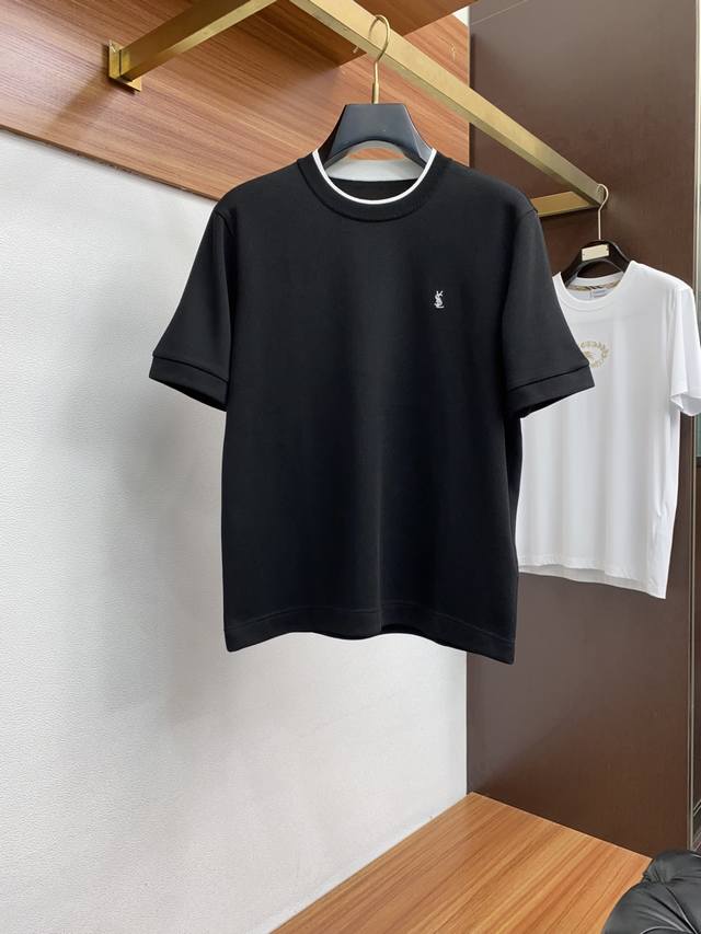 A high-end, simple, thickened, short-sleeved sweater from the Saint Laurent fami