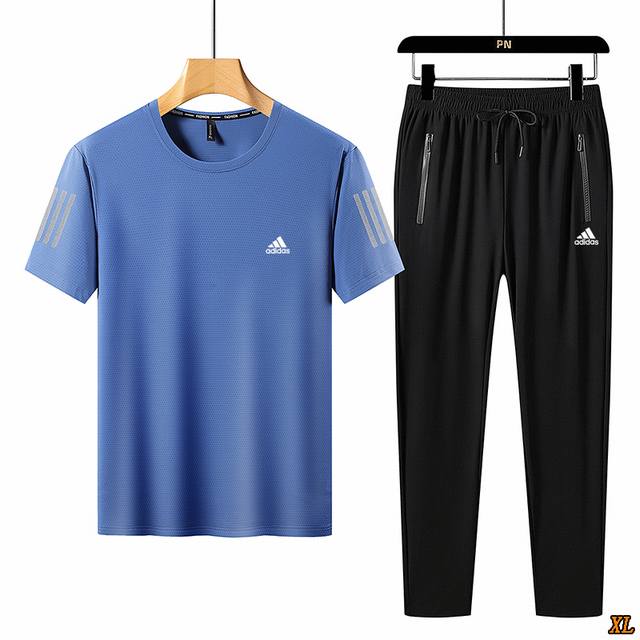 Adidas exclusive real shot of the new summer high-quality three-bar short-sleev