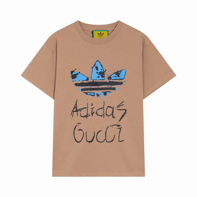 High-quality, custom-made, Gucci Adidas collaboration graffiti logo crewneck sh