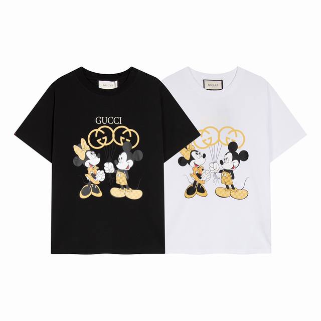 High-quality, custom-made, Gucci cartoon golden double Mickey series crew neck