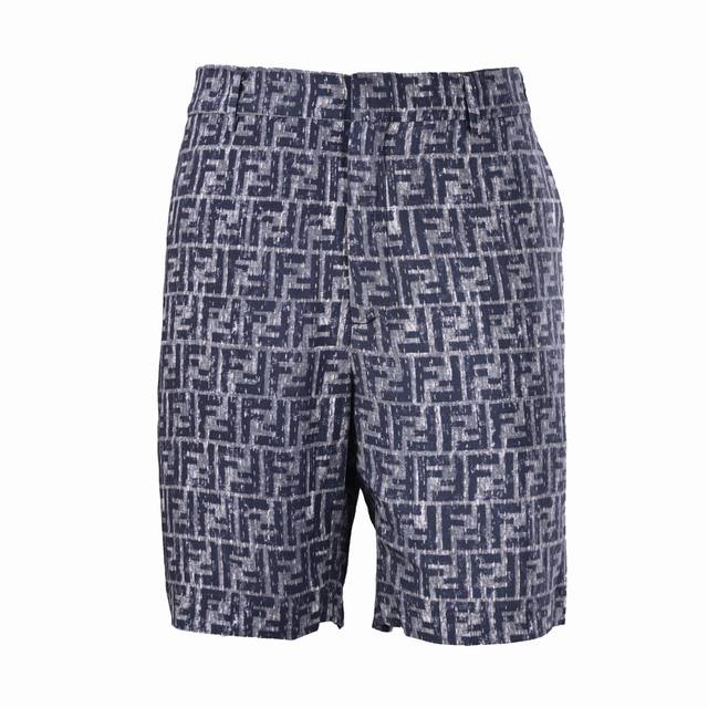 Fendi Fd grey Ff shorts authentic 6700 purchase, linen blend bamboo 150g fabric,