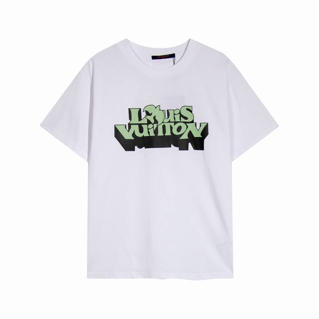 High-quality, exclusive custom design, crew-neck short-sleeve top with Lv carto