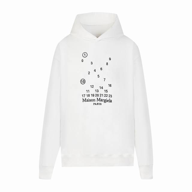 High-end Maisonmargiela embroidered digital and alphabet hooded sweatshirt, uni