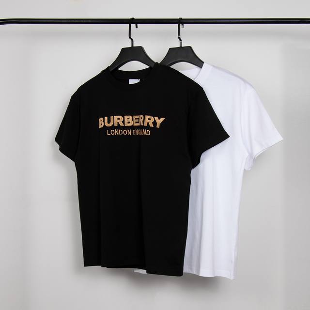 High-quality, custom-made, crew-neck short-sleeve Burberry logo embroidered with