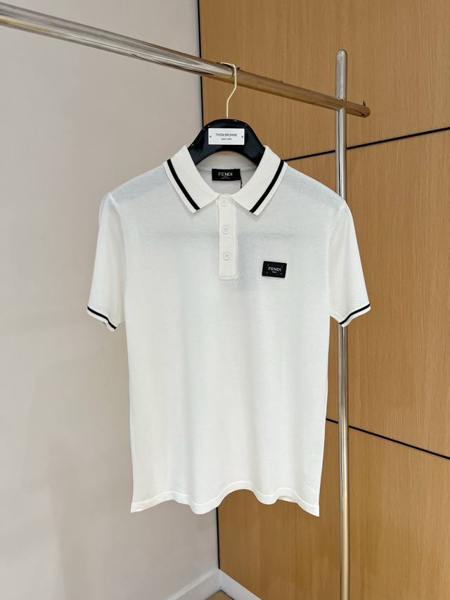 Fen's 2025 Spring/Summer new knitted short-sleeved sweater, made of imported kni