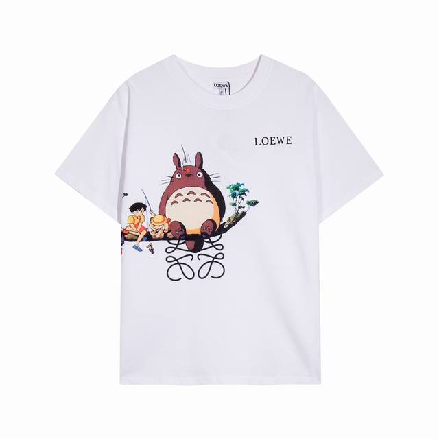 High-quality, exclusive custom-made, Loewe Chinchilla logo short-sleeved crewnec
