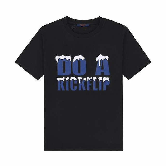 High quality Lv Snowman series letter logo round neck T-shirt, made of custom-d