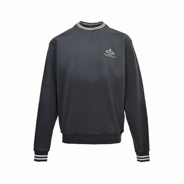 Prada Gradient Washed Letter Embroidered Crewneck Sweatshirt DDD. Crafted from c