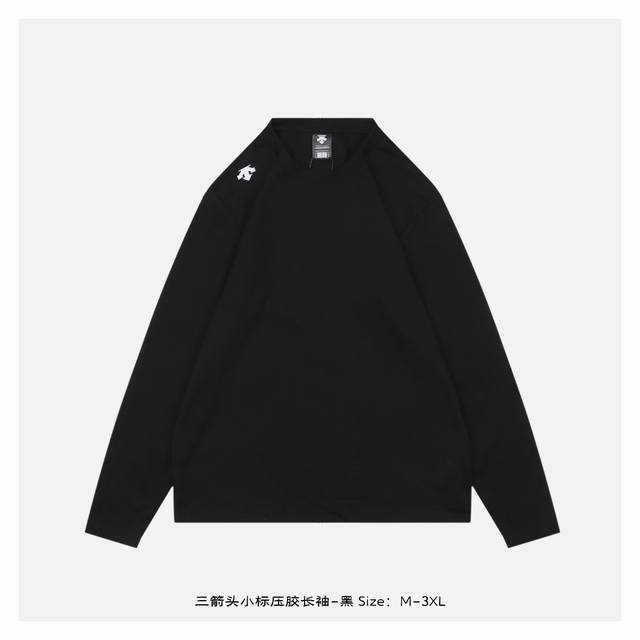 Three-arrow small-label laminated long-sleeve top - black DDD. The fabric is mad