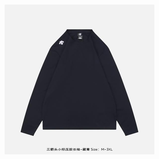 Three-arrow small-label laminated long-sleeves - Navy The fabric is made of gram