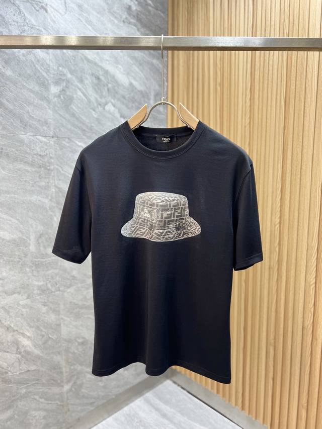 Fendi 2025 Spring/Summer new arrivals. Round-neck mercerized cotton short-sleeve