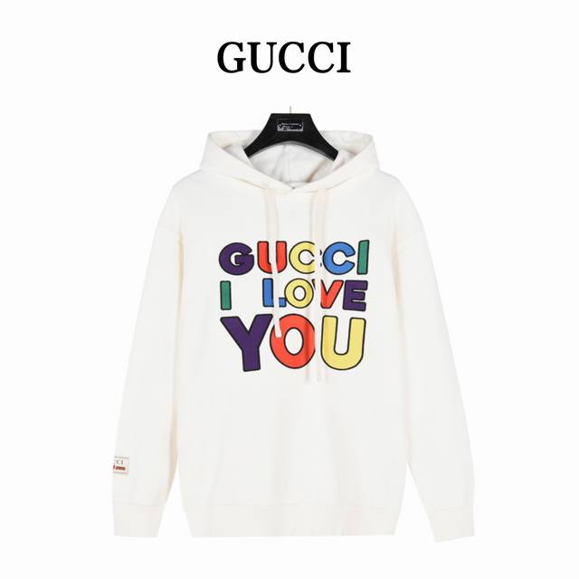 Gucci Gucci hooded sweatshirt with full-color logo and lettering embroidery. New