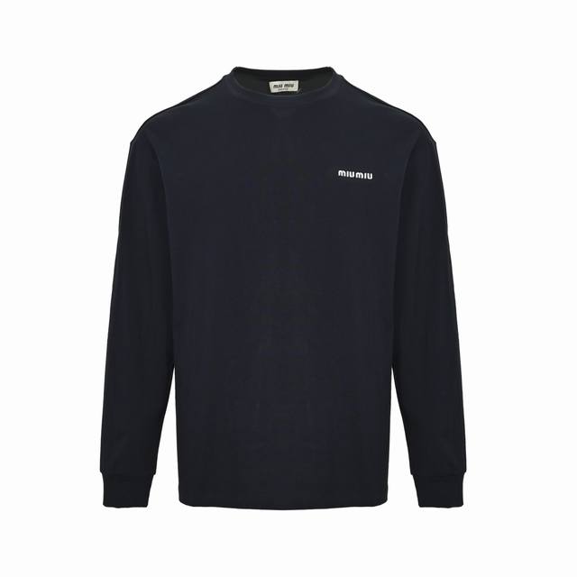 Miu Miu 25Fw classic small logo embroidered long-sleeved T-shirt DDD. Exclusivel