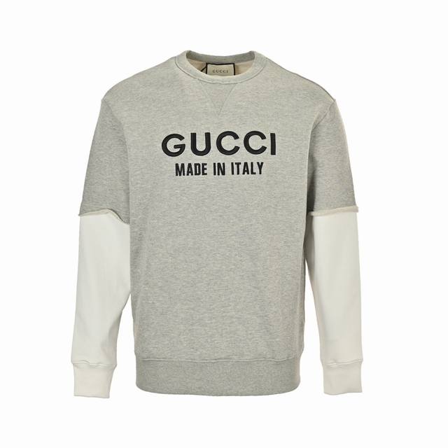 Gucci 24Fw Embroidered Logo Patchwork Mock Two-Piece Sweatshirt Inspired by the