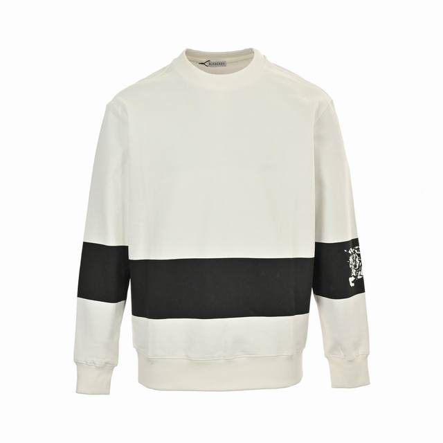 Burberry 24Fw Striped Arm Warhorse Print Crewneck Sweatshirt Made from custom ba