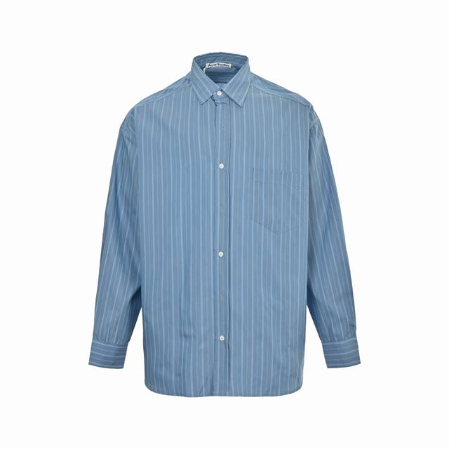 Acne Studios 1996 logo blue striped long-sleeved shirt Customized three-color so