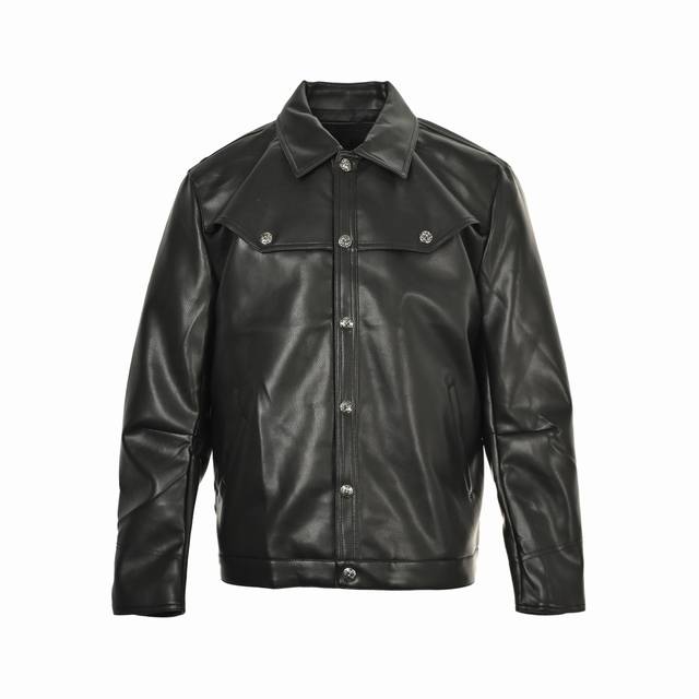 Chrome Hearts Ch leather jacket with large arm embroidery Original Hangzhou Guoz