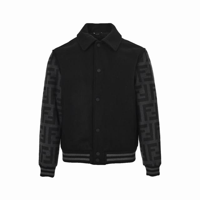 Fendi Fendi woolen bomber jacket with lettered sleeves and lapelDDD. Made from a