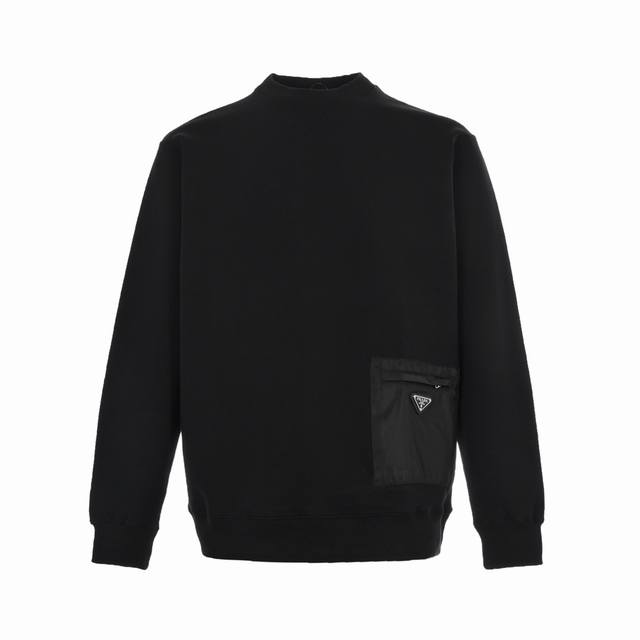 Prada 22Fw triangle logo pocket round neck sweatshirt (same style as the officia