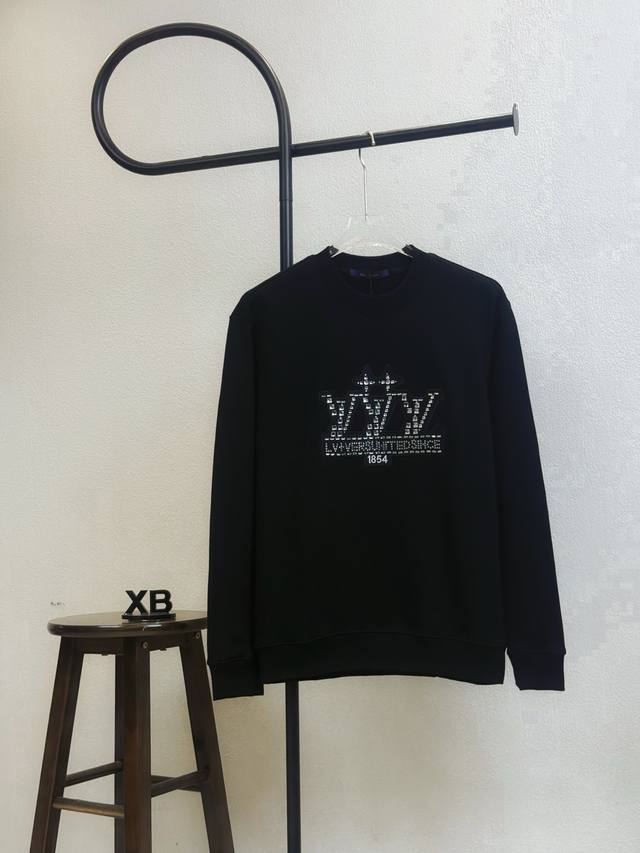 Style No. X222 Black LV Louis Vuitton lettering three-dimensional rhinestone pa