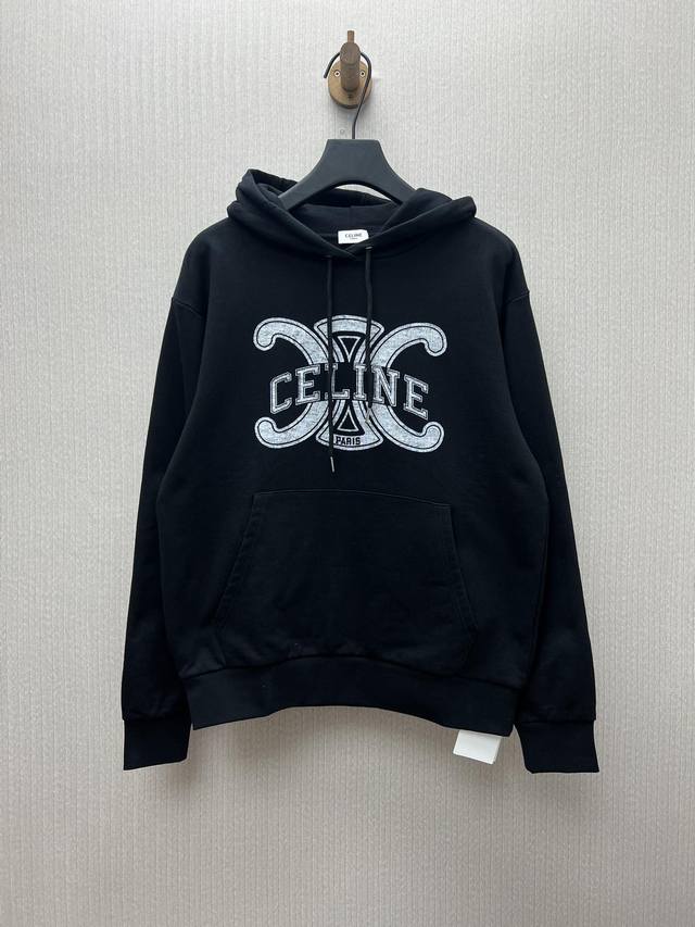 Celine 25Ss new hooded long-sleeved sweatshirt with lettering, unisex style, hig