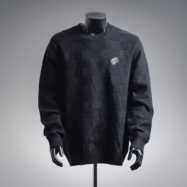 Louis Vuitton 25Ss Checkerboard Embroidered Logo Crewneck Knitted Sweater Brand