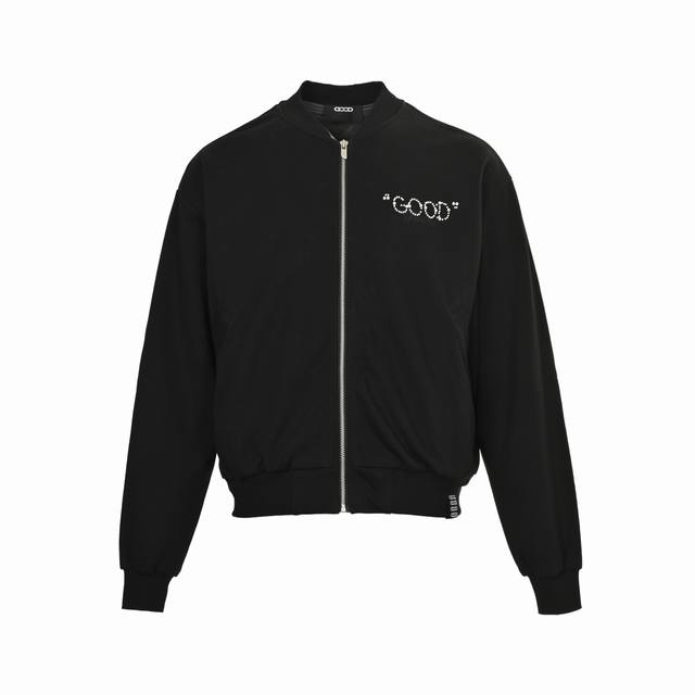 Good Brand pearl slogan letter zipper jacket DDD. Made of 500g high-weight terry