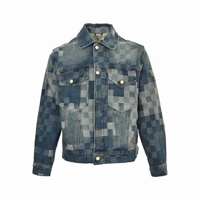 Louis Vuitton Mosaic Checkerboard Denim Jacket This military checkerboard patter