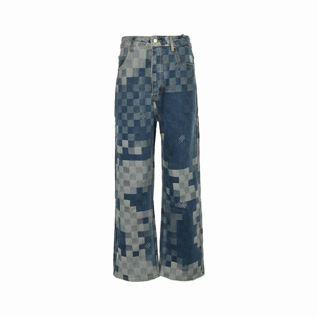 Louis Vuitton Mosaic Checkerboard Jeans Set Wang Hedi wore on the red carpet at