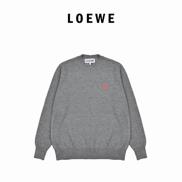 Loewe 22Fw jacquard logo crew neck sweater Original pattern, custom-dyed sand ya