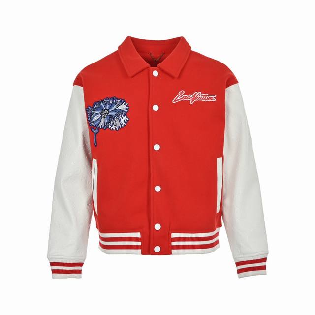 Louis Vuitton 23Ss baseball jacket with floral embroidery on the back Sorry to h