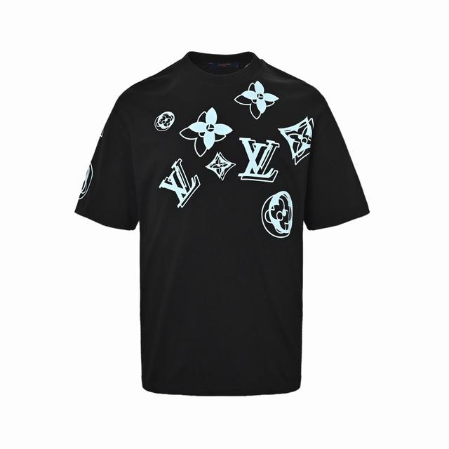 Louis Vuitton overlapping monogram print short-sleeve Custom 260g single-dye fab