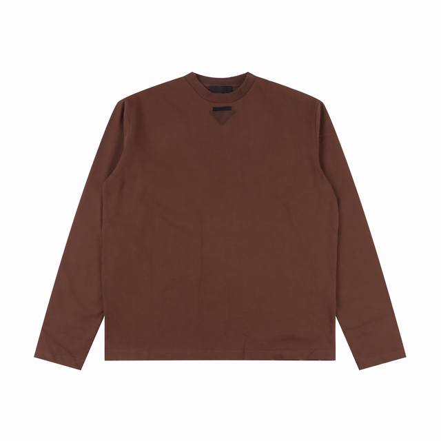 Prada Classic Round Neck Long Sleeve with Distressed and Washed Chest Triangle L