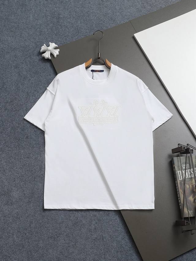 Louisvuitton 260g round neck short-sleeved T-shirtClassic brand 1854 logo embroi