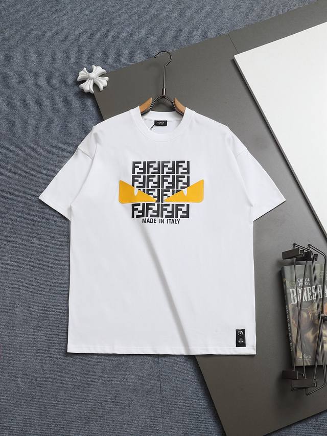 Fendi 260g round neck short-sleeved T-shirt Little monster silicone eyes monogra