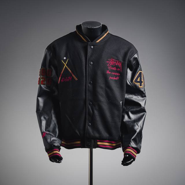 Stussy 40th Anniversary Limited Edition Black 8 Terry Embroidery Baseball Puffer