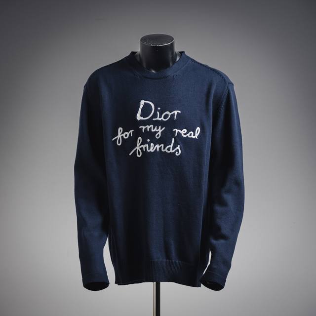 Dior Cd 25Ss new signature embroidered knitted pullover crewneck sweater. Fabric